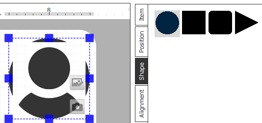 1 – باید آیتم تصویر را در طراحی چیدمان انتخاب کرده، به تب Shape در سمت راست بروید و گزینه Circle را انتخاب کنید.