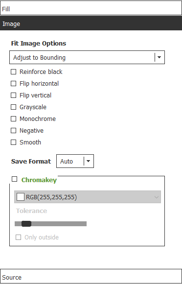 3 – تصاویر باید به لبه‌های آیتم تنظیم شوند، در غیر این صورت تنها تصاویر با نسبت یکنواخت (مثلاً 600 × 600 پیکسل) به صورت کامل دایره‌ای نمایش داده می‌شوند. این کار با رفتن به تب Image و انتخاب گزینه Adjust to Bounding به عنوان اولین گزینه تضمین می‌شود.